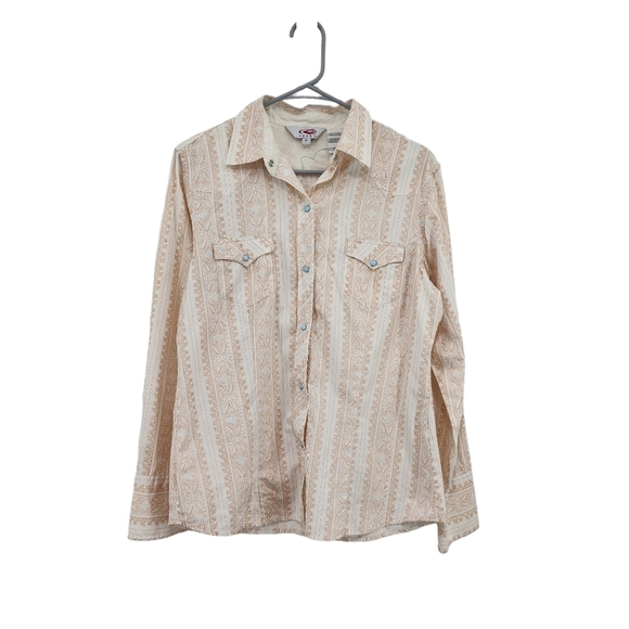 Roper Women's Cotton Western Printed Stripes Button Front Pocket Shirt - M - Picture 1 of 9